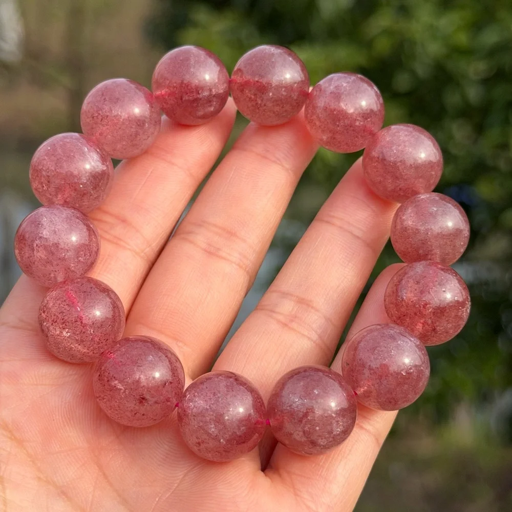 15.5mm stretchable‎ red strawberry quartz bracelet 1104
